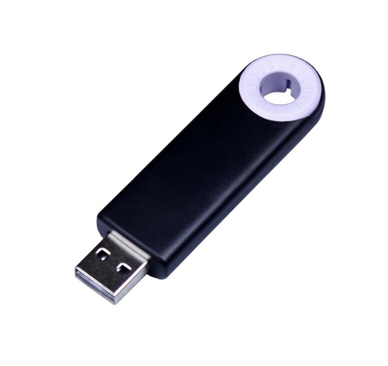 USB-флешка промо на 32 Гб прямоугольной формы, выдвижной механизм, белый
