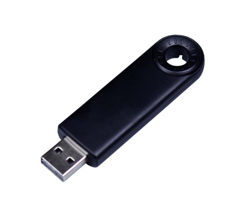 USB-флешка промо на 32 Гб прямоугольной формы, выдвижной механизм, черный