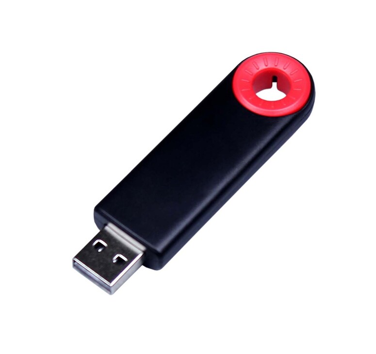 USB-флешка промо на 64 Гб прямоугольной формы, выдвижной механизм, красный