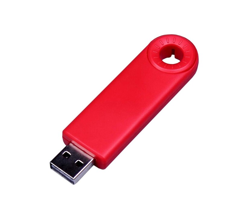USB-флешка промо на 32 Гб прямоугольной формы, выдвижной механизм, красный