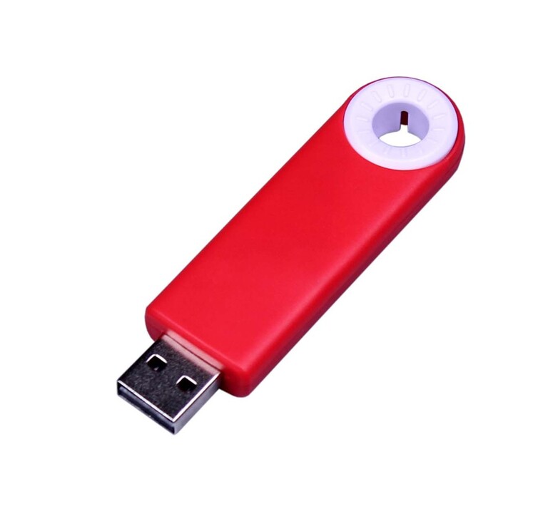USB-флешка промо на 64 Гб прямоугольной формы, выдвижной механизм, белый