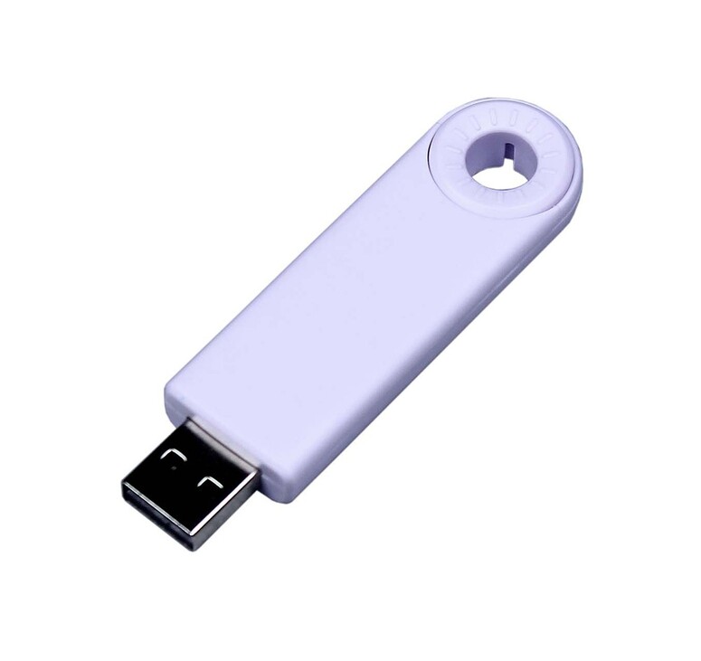 USB-флешка промо на 32 Гб прямоугольной формы, выдвижной механизм, белый