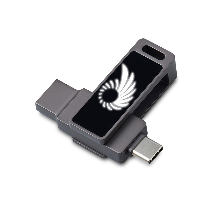 Флешка 32 ГБ USB Type-C и USB 3.0 с подсветкой лого «Спинлайт»