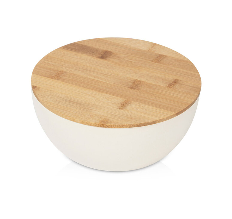 Салатник Bowl с бамбуковой крышкой, бежевый