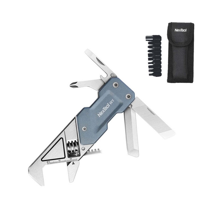 Мультитул-ключ Nextool Light Wrench W1 с набором бит, 6 функций, голубо-серый (NE20270)