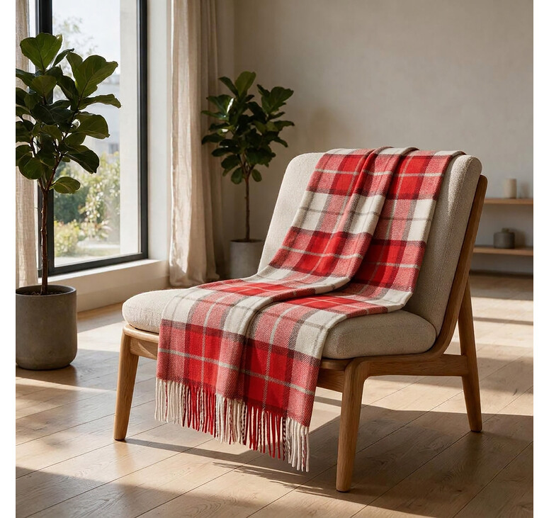 Плед акриловый в клетку Tartan, красный