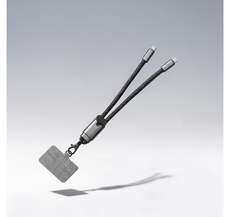Ремешок-держатель для телефона с зарядным кабелем USB-C - USB-C «Lany Wristband Charge Eco», серый