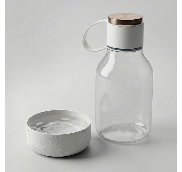 Бутылка для воды 2-в-1 «Dog Bowl Bottle» со съемной миской для питомцев, 1500 мл, белый