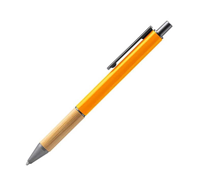Ручка шариковая PENTA металлическая с бамбуковой вставкой, оранжевый