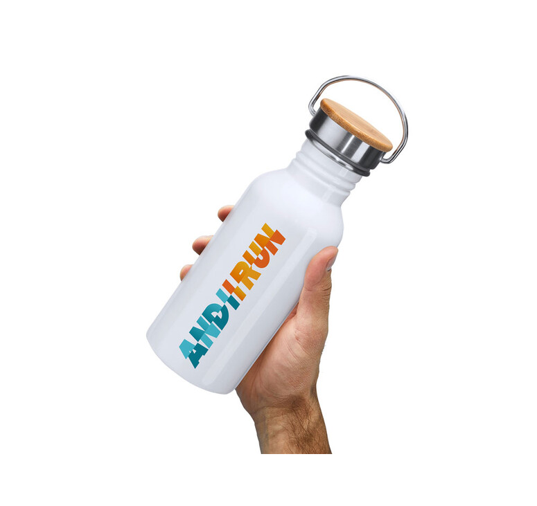 Бутылка BOINA из нержавеющей стали 304 и бамбука, белый